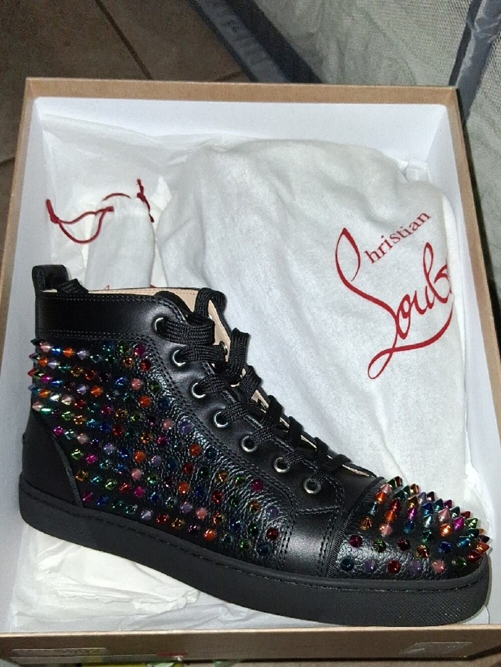 Christian Louboutin Black Sneakers Multi Color Spikes 🔥🔥